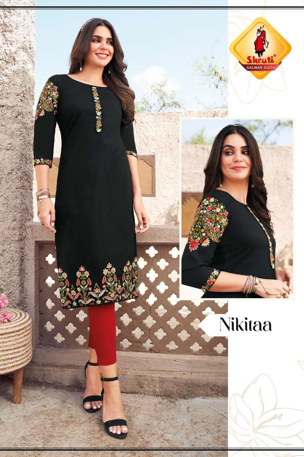 KKASHISH VOL 28  PURE COTTON LINEN WITH DIFFERENT TYPES OF STYLISH EMBROIDERY WORK BY SHRUTI SUITS NIKITAA